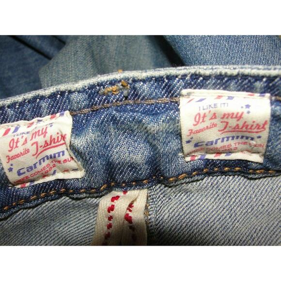 CARMIM Jeans Women's Size 26 Blue DENIM Capri Crop Stretch Distressed Jean - Picture 6 of 6